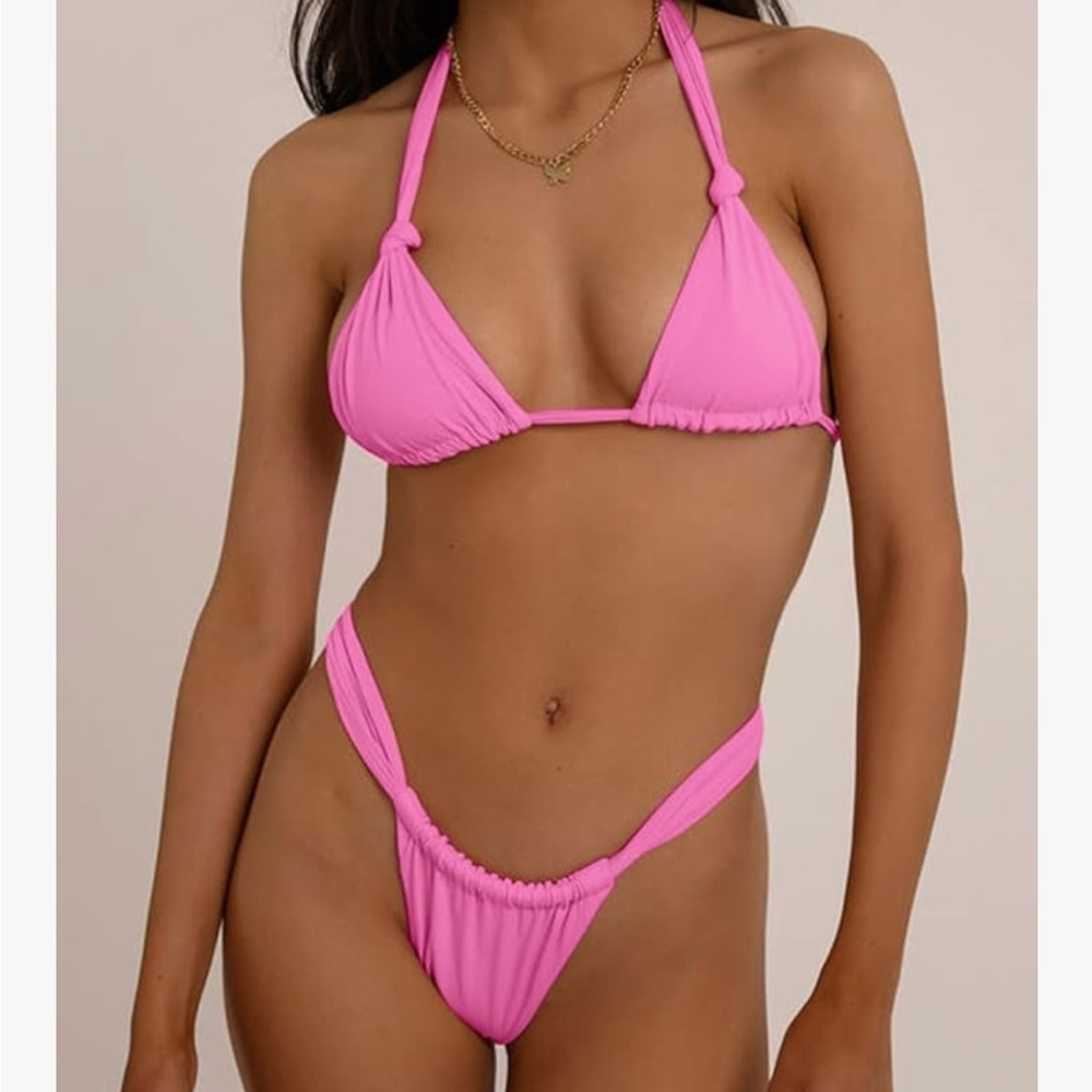 Pink Brazilian Bikini Set High Cut